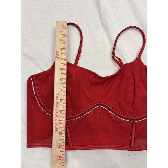 NWT Target Women's Red Satin Rhinestone Lingerie Corset Bra Top Auden Size M - Picture 4 of 8